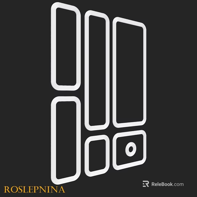 Geometric Components Design Featuring Rectangles Circular Cutout And White Outline On Black Background 3d model 