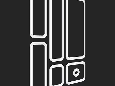 Geometric Components Design Featuring Rectangles Circular Cutout And White Outline On Black Background 3d model