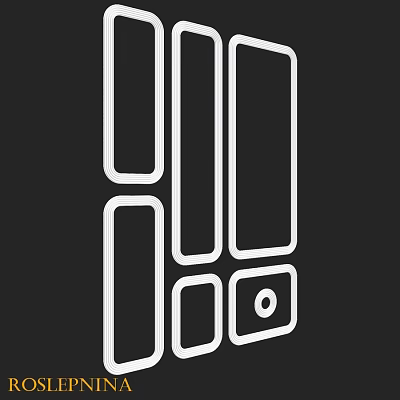 Geometric Components Design Featuring Rectangles Circular Cutout And White Outline On Black Background 3d model