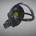 Industrial Gas Mask With Metal Construction Yellow Lenses And Breathing Tube