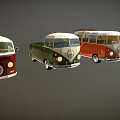 Vintage Colorful Classic Van Cars Featuring Retro Design And Various Models