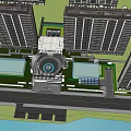 Modern High Rise Residential Buildings With Entrance Canopy And Landscaped Access Road