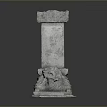 Ornate Stone Pillar With Detailed Carved Base And Textured Surface For Classical Architecture Decoration