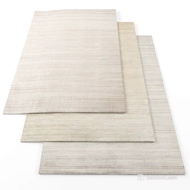 Light Beige Square Rugs With Soft Gray Woven Texture For Home Decor 3d model