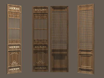 Chinese Style Decorative Wooden Screens With Traditional Carvings And Lattice Patterns 3d model