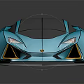 Blue Futuristic Sports Car Concept With Sleek Design And Orange Accents