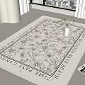 Square Rug With Floral Pattern Decorative Text Vase And Magazine In Light Room