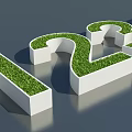 White 3D Numbers Shaped Structures Filled With Fresh Green Grass 3d model