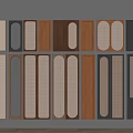 Various Wooden And Black Wardrobe Doors With Different Panel Designs And Textures