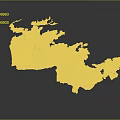3D Geographic Terrain Model With Colorful Mountain Water And Plain Regions