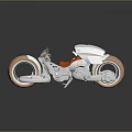 Futuristic White Motorcycle With Orange Seat Sleek Wheels And Modern Aerodynamic Design