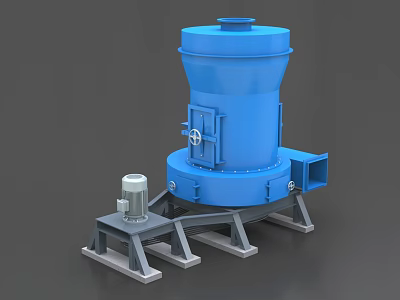 Large Blue Vertical Industrial Equipment With Base Frame And Motor Component 3d model