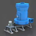 Large Blue Vertical Industrial Equipment With Base Frame And Motor Component 3d model
