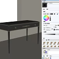 Elegant Black Dressing Table With Gold Accent Drawers And Slim Legs 3d model