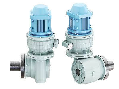 High Performance Industrial Gear Motors With Light Blue And Gray Housing For Machinery 3d model
