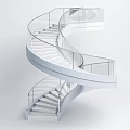 Modern Spiral Staircase Design With White Steps And Glass Railing
