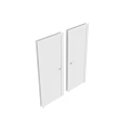 Minimalist White Interior Hinged Doors With Panel Design And Silver Handles 3d model