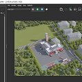 Aerial Planning Layout of Fire Station Complex With Tower Greenery Roads and Playground