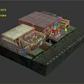 Cartoon Style Miniature Street Scene With Colorful Houses Green Roof Orange Walls And Small Figure