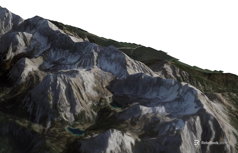 Landscape Garden With Mountain Terrain Lush Greenery And Natural Lakes 3d model 