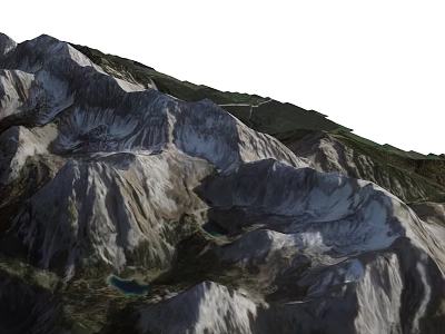 Landscape Garden With Mountain Terrain Lush Greenery And Natural Lakes 3d model
