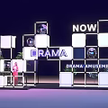 Illuminated Event Entrance with NOW Drama Sign and Cube Structure for Amusement Park