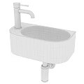 Modern Minimalist Wall Mounted White Ceramic Wash Basin With Chrome Faucet