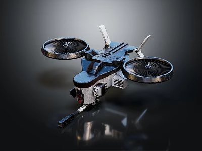 Modern Passenger Aircraft 3D Model With Sleek Black Body And Four Propellers Design 3d model