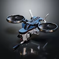 Modern Passenger Aircraft 3D Model With Sleek Black Body And Four Propellers Design