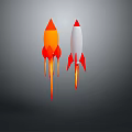 Two Rocket Designs Featuring Orange And White Bodies With Red Details On Gray Background
