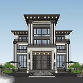 Luxury Modern Detached Villa Exterior Design With Grand Entrance And Large Windows