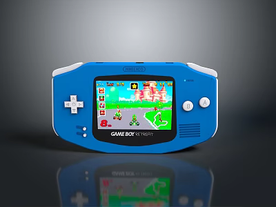 Blue Game Boy Color Handheld Gaming Console With Retro Game Display Screen 3d model