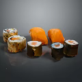 Colorful Fresh Sushi Platter With Salmon Rolls Nigiri And Assorted Ingredients