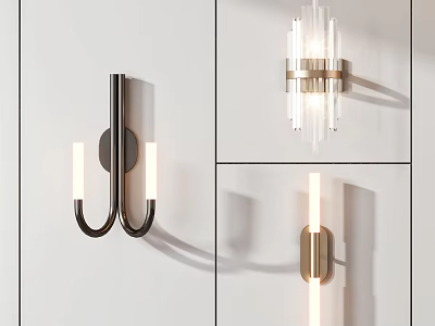 Modern Contemporary Wall Lamps Design With Black Gold Metal Glass For Interior Lighting 3d model