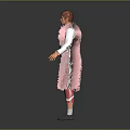 3D Render Character Wearing Pink Feather Decorated Coat White Top Strapped Pants And Silver Boots