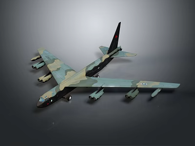 Camouflage Painted Large Passenger Airliner With Multiple Engines Under Wings 3d model