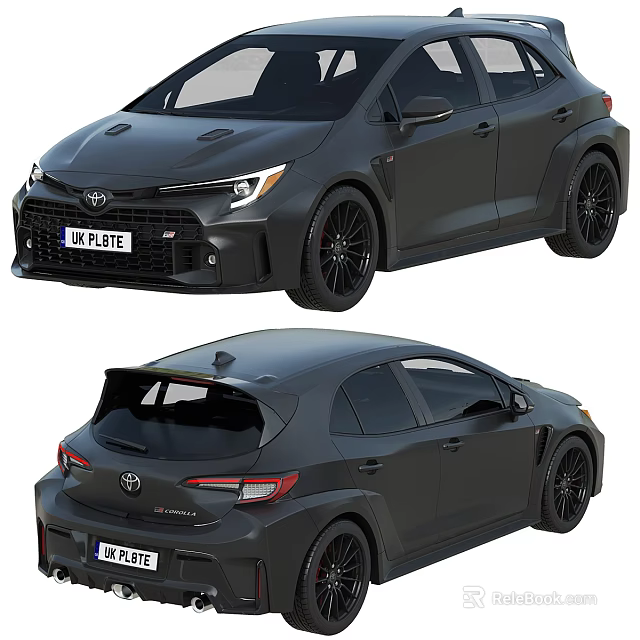 Gray Toyota Hatchback Front And Rear Views 3d model