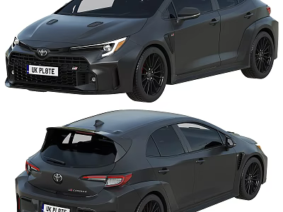 Gray Toyota Hatchback Front And Rear Views 3d model