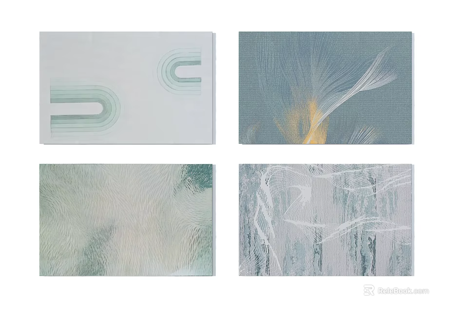 Modern Square Rugs with Abstract Patterns Soft Colors and Textured Surfaces 3d model