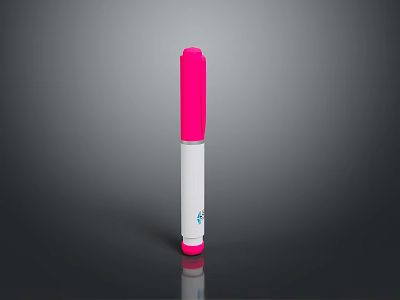 Practical Pink and White Pen Shaped Daily Use Product with Blue Logo and Smooth Design 3d model