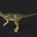 3D Rendered Dinosaur Model With Yellow Black Stripes Spines And Open Mouth On Black Background