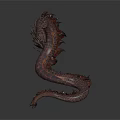 Detailed 3D Model of Mythical Dragon with Scaled Body and Curved Posture