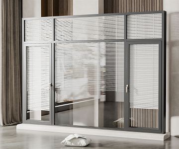 Modern floor-to-ceiling window blinds 3d model