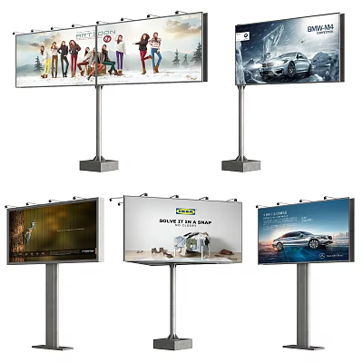 Outdoor Billboards Displaying Car Ads People Images And Brand Promotions With Clear Visuals 3d model