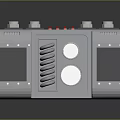 Gray Industrial Equipment With Circular Panels Spiral Structure And Ventilation Grilles