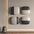 Four Square Black And White Fabric Wall Hangings For Modern Minimalist Interior Decoration