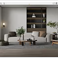 Quiet sofa tea table combination 3d model