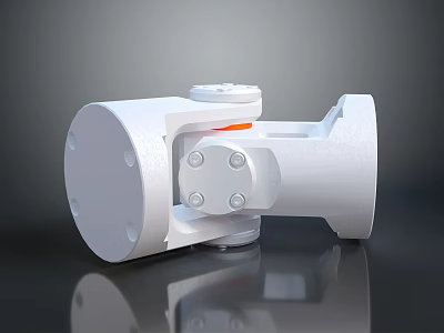 White Mechanical Component With Orange Accent And Connection Structure Design 3d model