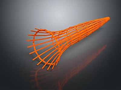 Orange Cone Shaped Mesh Storage Basket For Kitchen Fruits And Vegetables 3d model