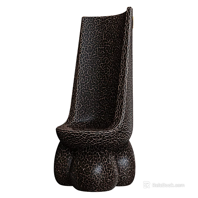 Unique Textured Single Chair with Cracked Pattern Design Modern Artistic Accent Piece 3d model